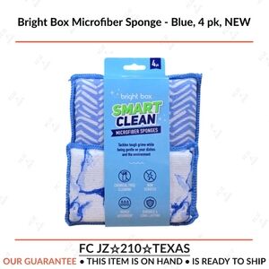Bright Box Microfiber Sponge - Blue, 4 pk, NEW